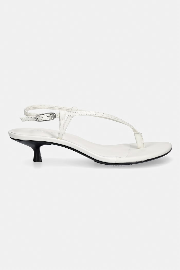 Calvin Klein sandale din piele KITT HEEL SNDL STRAPPY SLING LTH HW0HW02918 bej SS26