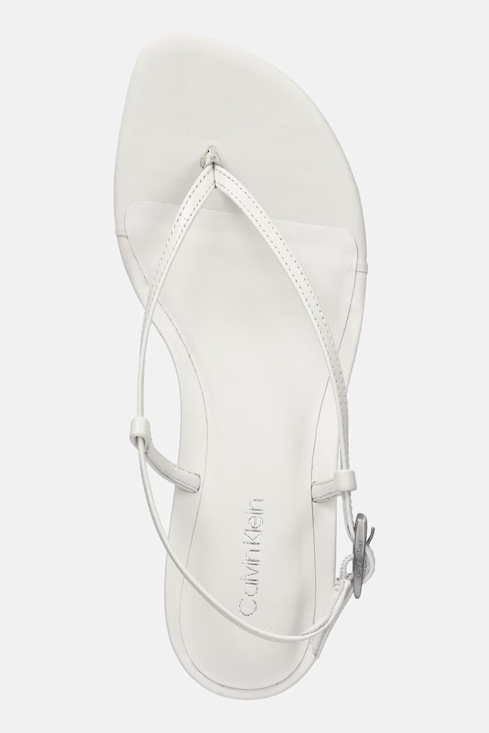Calvin Klein sandale din piele KITT HEEL SNDL STRAPPY SLING LTH bej HW0HW02918