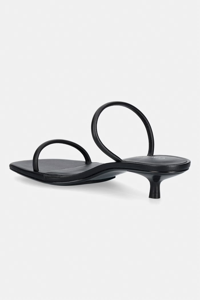 Obuwie Calvin Klein sandały na szpilce skórzane KITT HEEL SNDL DOUBLE STRAP LTH HW0HW02919 czarny
