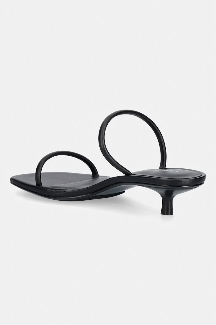 Obuwie Calvin Klein sandały na szpilce skórzane KITT HEEL SNDL DOUBLE STRAP LTH HW0HW02919 czarny