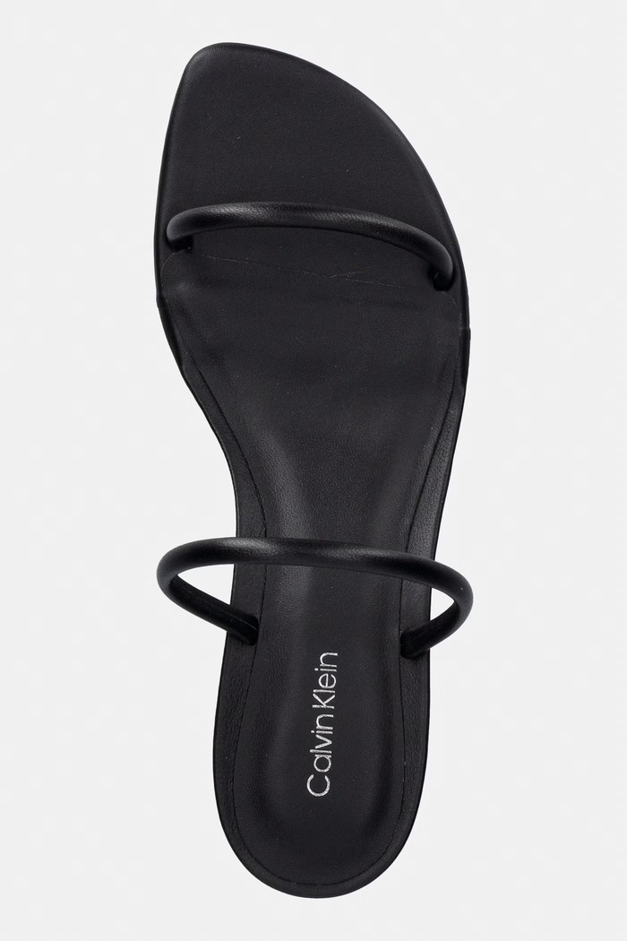 Calvin Klein sandały na szpilce skórzane KITT HEEL SNDL DOUBLE STRAP LTH czarny HW0HW02919