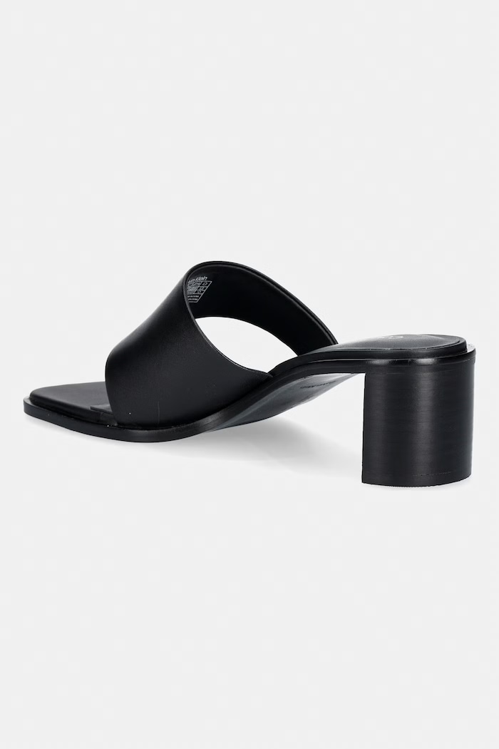 Obuwie Calvin Klein japonki damskie skórzane BLOCK HEEL SNDL THONG LTH HW0HW03017 czarny
