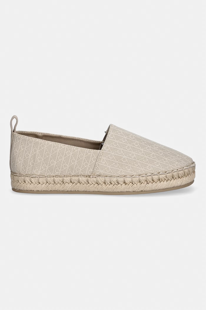 Calvin Klein espadrilky dámske OBLIQUE ESPADRILLE AOP HW0HW02933 béžová SS26