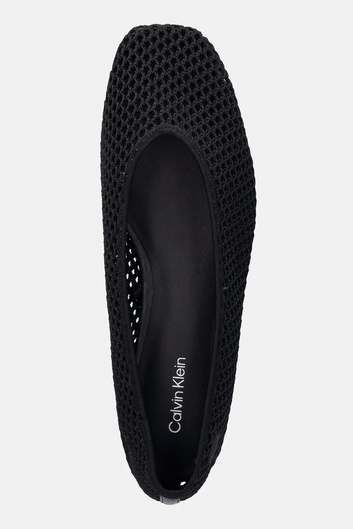 Calvin Klein balerinke SQUARE BALLERINA LINEN MESH crna HW0HW03125