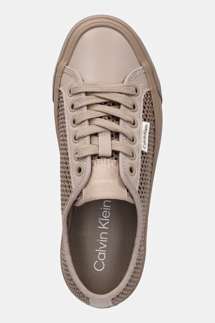Calvin Klein VULC FLATF LACE UP LIN MESH dámske tenisky hnedá HW0HW02971