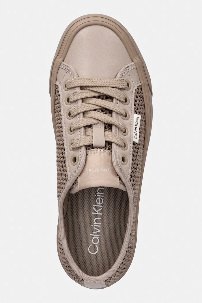 Calvin Klein VULC FLATF LACE UP LIN MESH dámske tenisky hnedá HW0HW02971