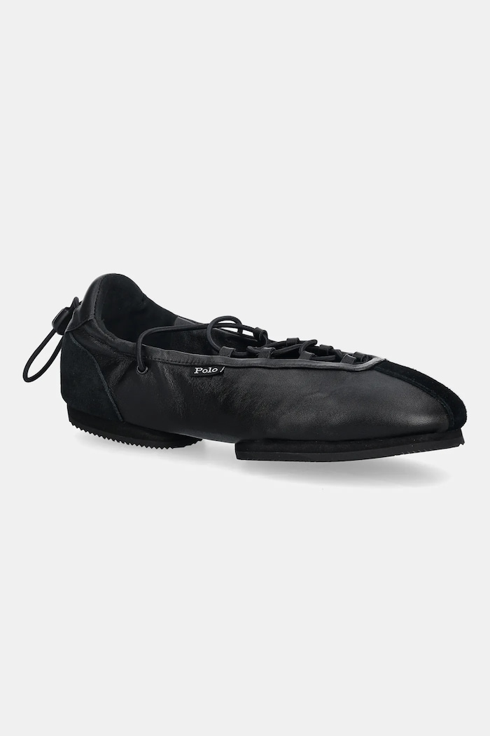 Kožené balerínky Polo Ralph Lauren Ballerina Lace Up čierna 804P08221001