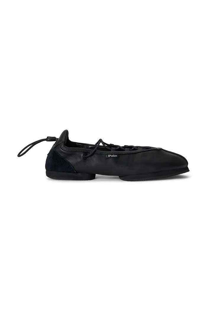 Polo Ralph Lauren ballerine in pelle Ballerina Lace Up nero 804P08221001