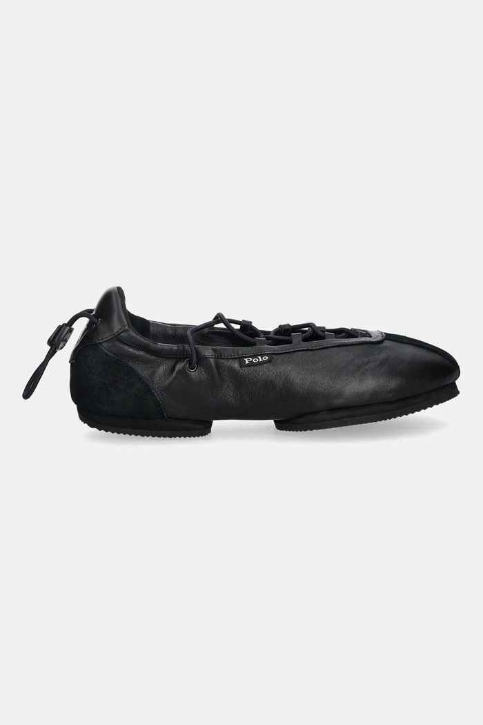 Polo Ralph Lauren ballerine in pelle Ballerina Lace Up 804P08221001 nero SS26