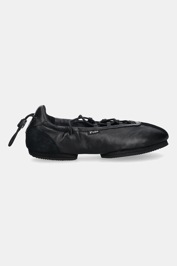 Kožené balerínky Polo Ralph Lauren Ballerina Lace Up 804P08221001 čierna SS26