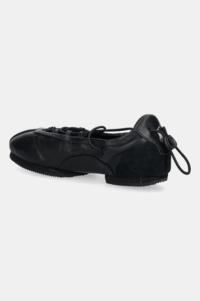 Scarpe Polo Ralph Lauren ballerine in pelle Ballerina Lace Up 804P08221001 nero