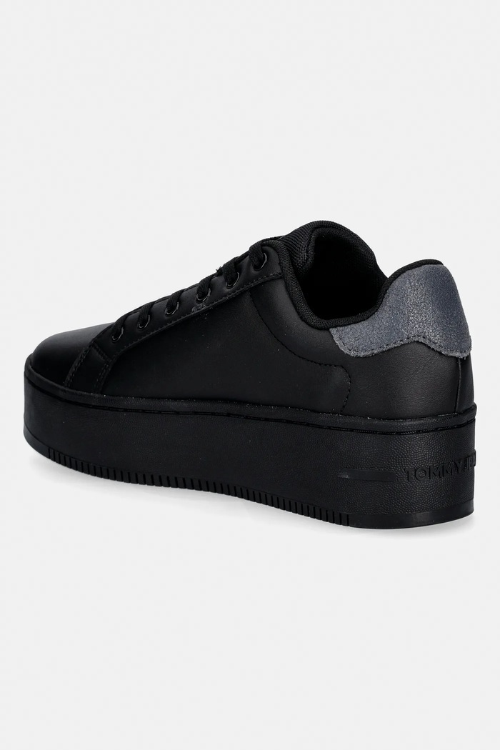 Cipők Tommy Jeans bőr sportcipő TJW FLATFORM ESS MU EN0EN02918 fekete