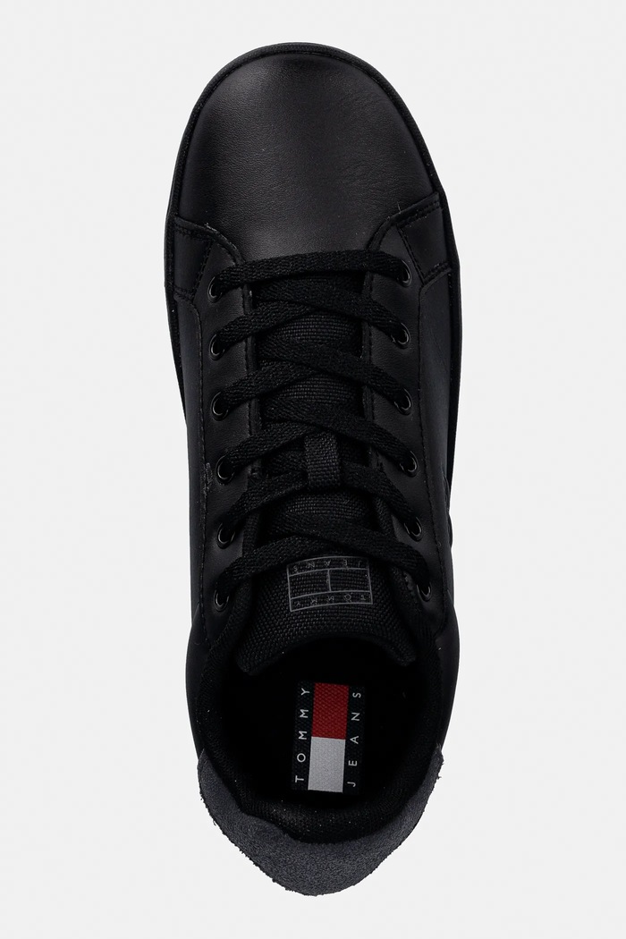 Tommy Jeans bőr sportcipő TJW FLATFORM ESS MU fekete EN0EN02918