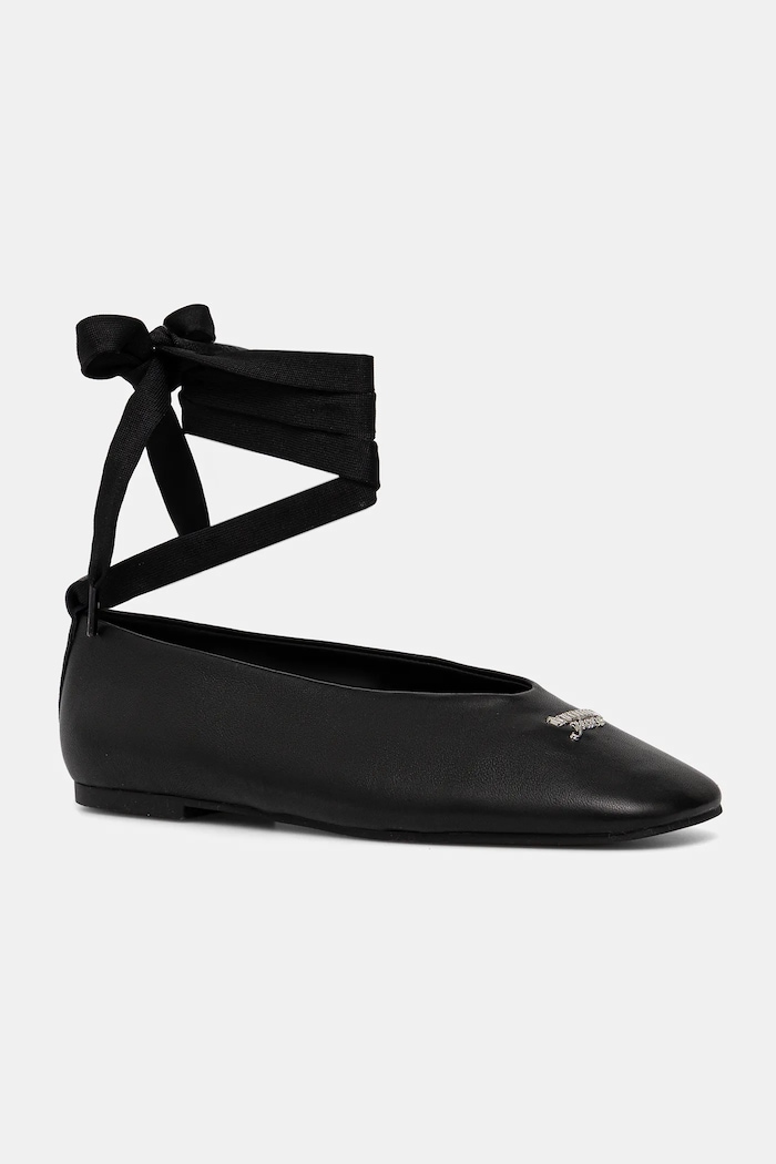 Tommy Hilfiger bőr balerina cipő TJW BALLERINA WITH LACES fekete EN0EN02939