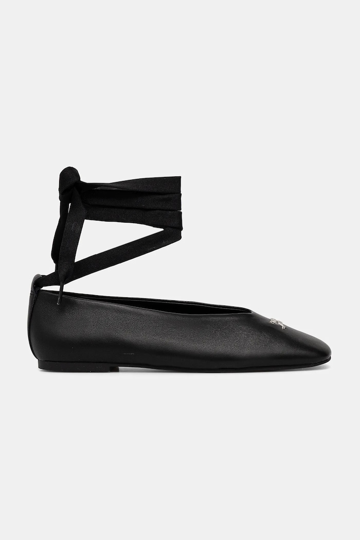 Tommy Hilfiger bőr balerina cipő TJW BALLERINA WITH LACES EN0EN02939 fekete SS26