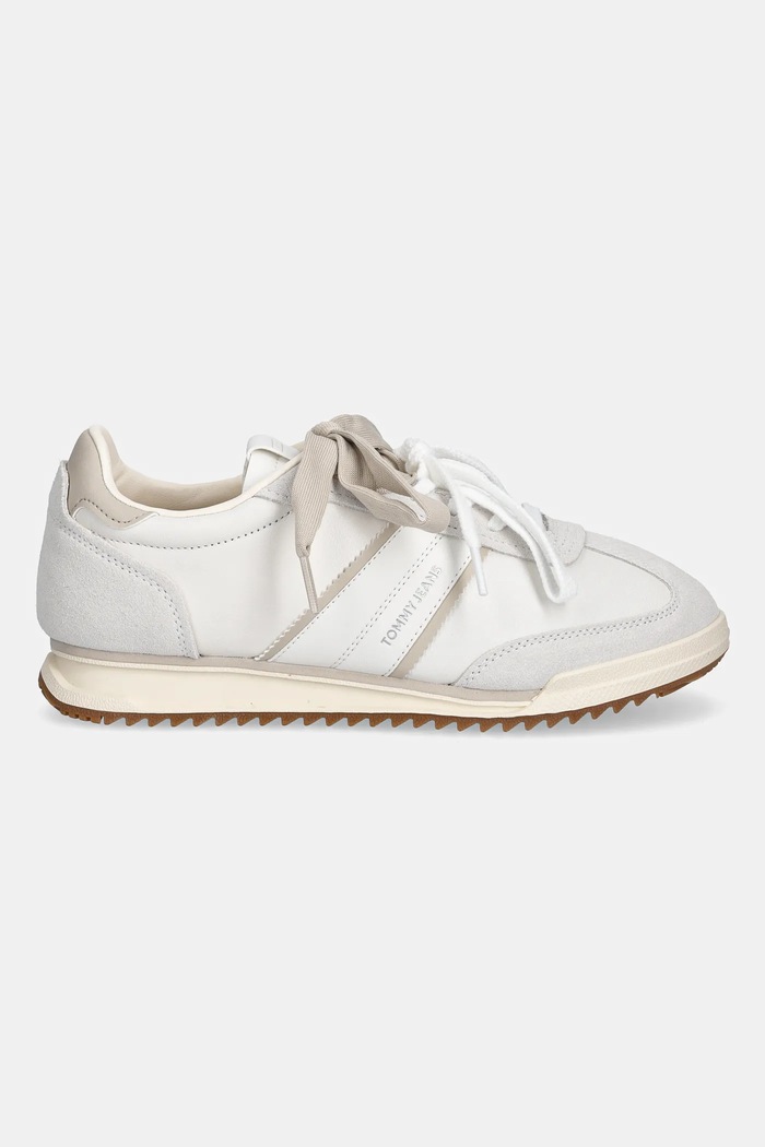 Kožené tenisky Tommy Jeans TJW LOW PROFILE RUNNER LTHR MIX EN0EN03001 béžová SS26