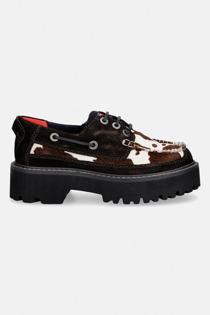 Tommy Jeans velúr mokaszin ARCHIVE 01 CALF HAIR EN0EN03004 barna SS26