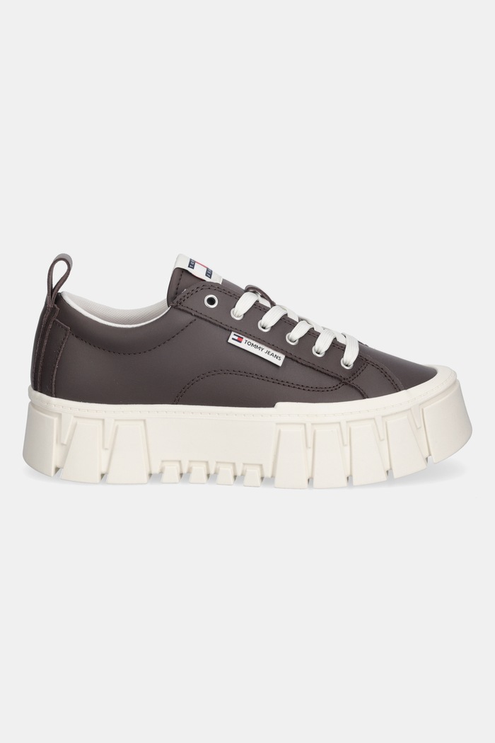 Tommy Jeans sneakersy skórzane TJW VULC FLATFORM LEATHER EN0EN03008 brązowy SS26