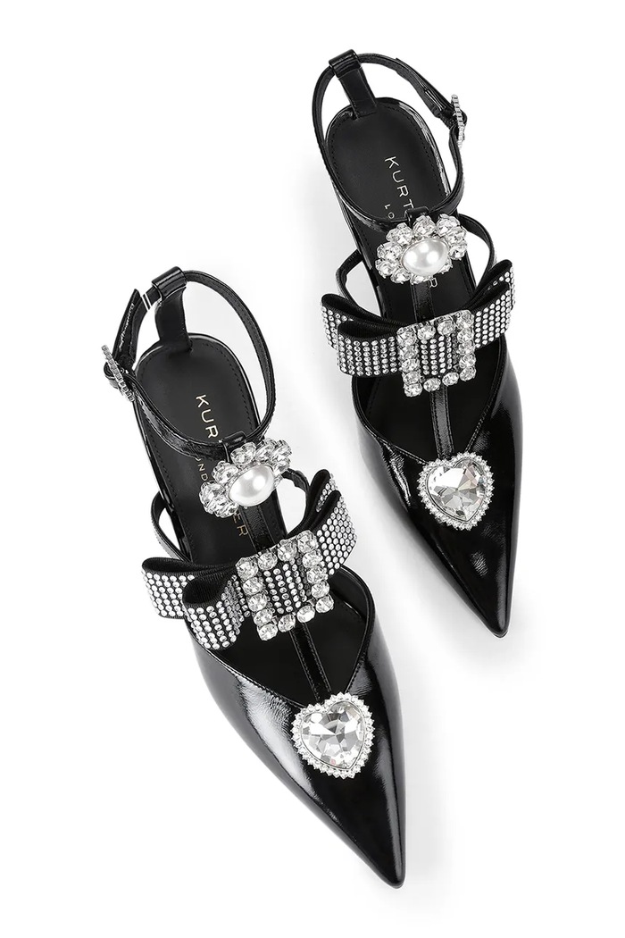 Kurt Geiger London stilettos de piele Bow Point Gladiator Court 5382300309 negru SS26
