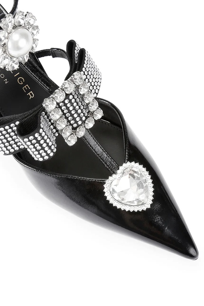 Încălțăminte Kurt Geiger London stilettos de piele Bow Point Gladiator Court 5382300309 negru