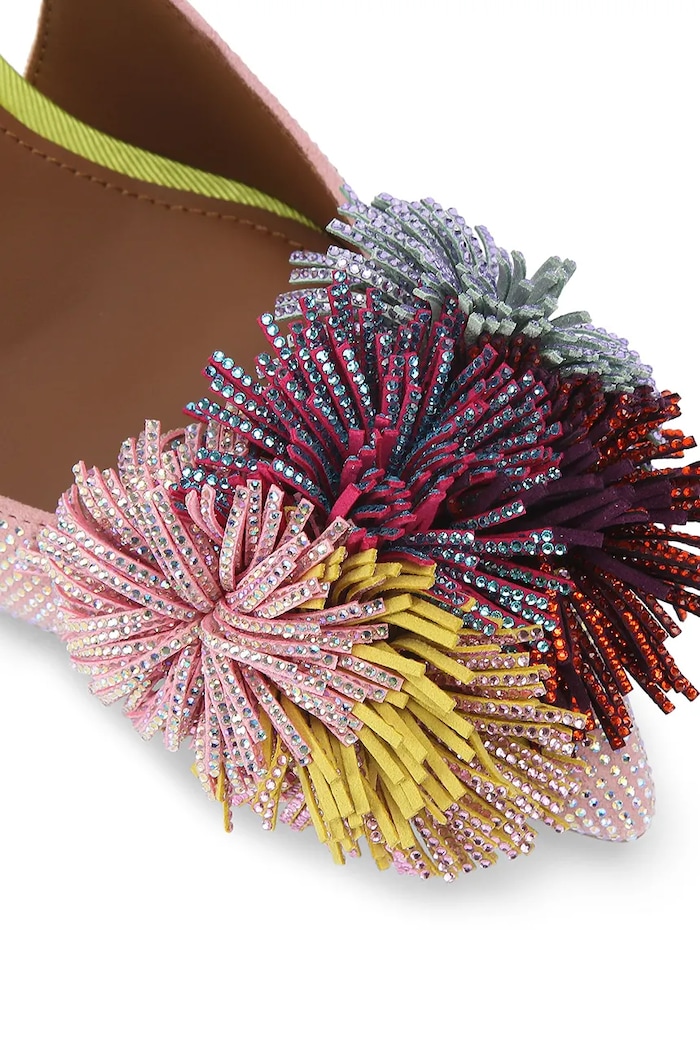 Obuwie Kurt Geiger London sztyblety zamszowe Pom Pom Sling 5385999209 różowy