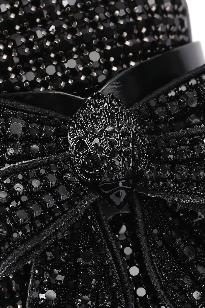 Kurt Geiger London mokasyny skórzane Bow Crystal Loafer czarny 5388400109