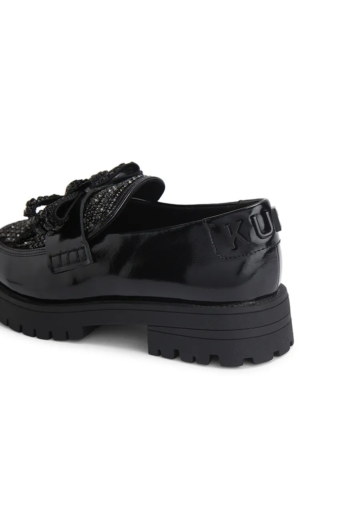 Kurt Geiger London mokasyny skórzane Bow Crystal Loafer 5388400109 czarny