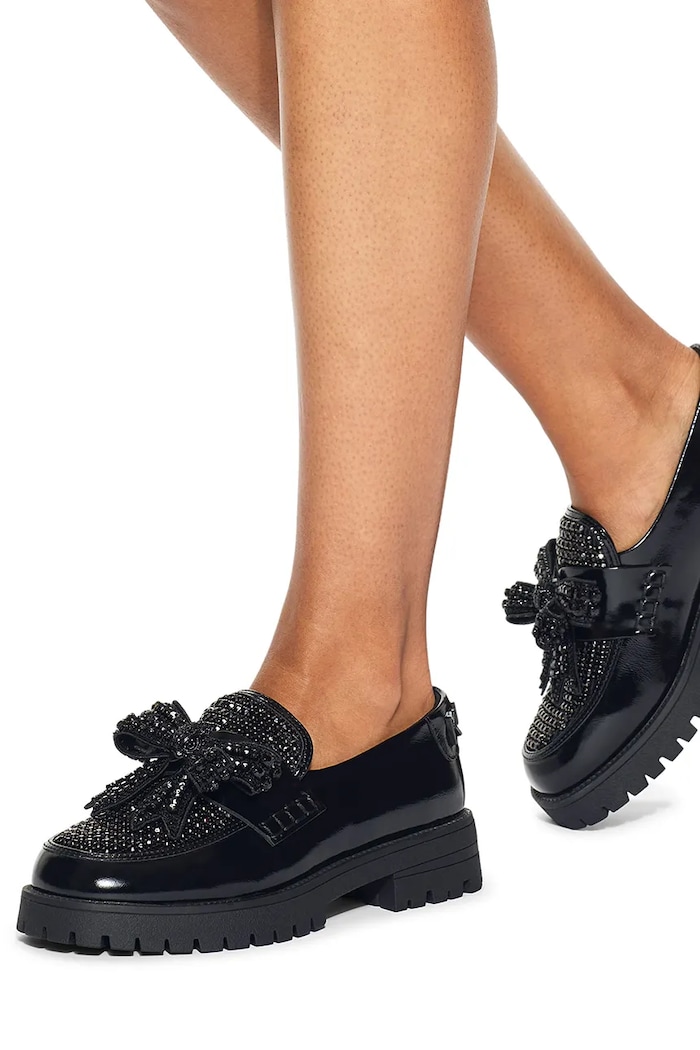 Kurt Geiger London mokasyny skórzane Bow Crystal Loafer 5388400109
