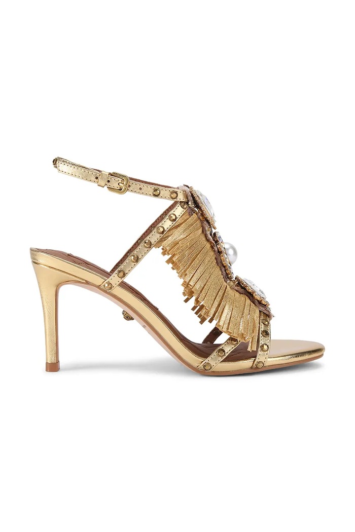Kurt Geiger London sandały skórzane Jewel Fringe Sandal syntetyczny złoty 5387261189