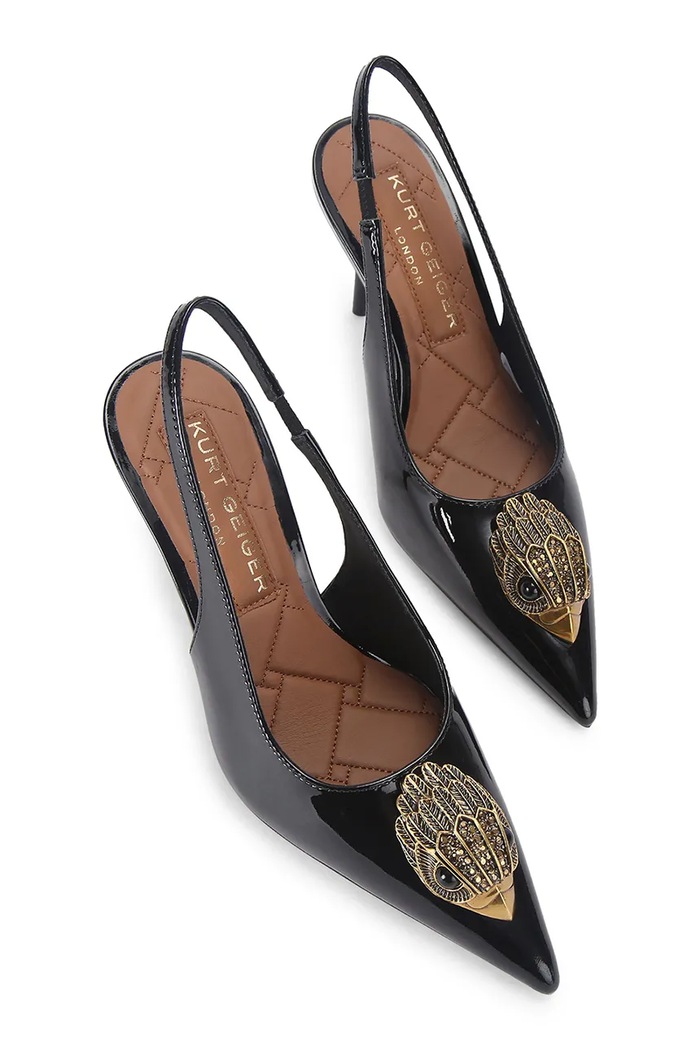 Kurt Geiger London Stilettos de piele Large Eagle Sling 5386400309 negru SS26