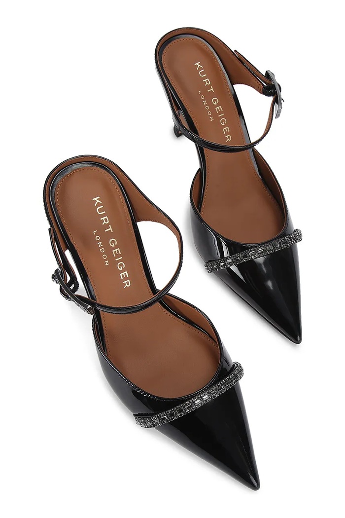 Kurt Geiger London szpilki skórzane Strass Point Mule 5394000309 czarny SS26