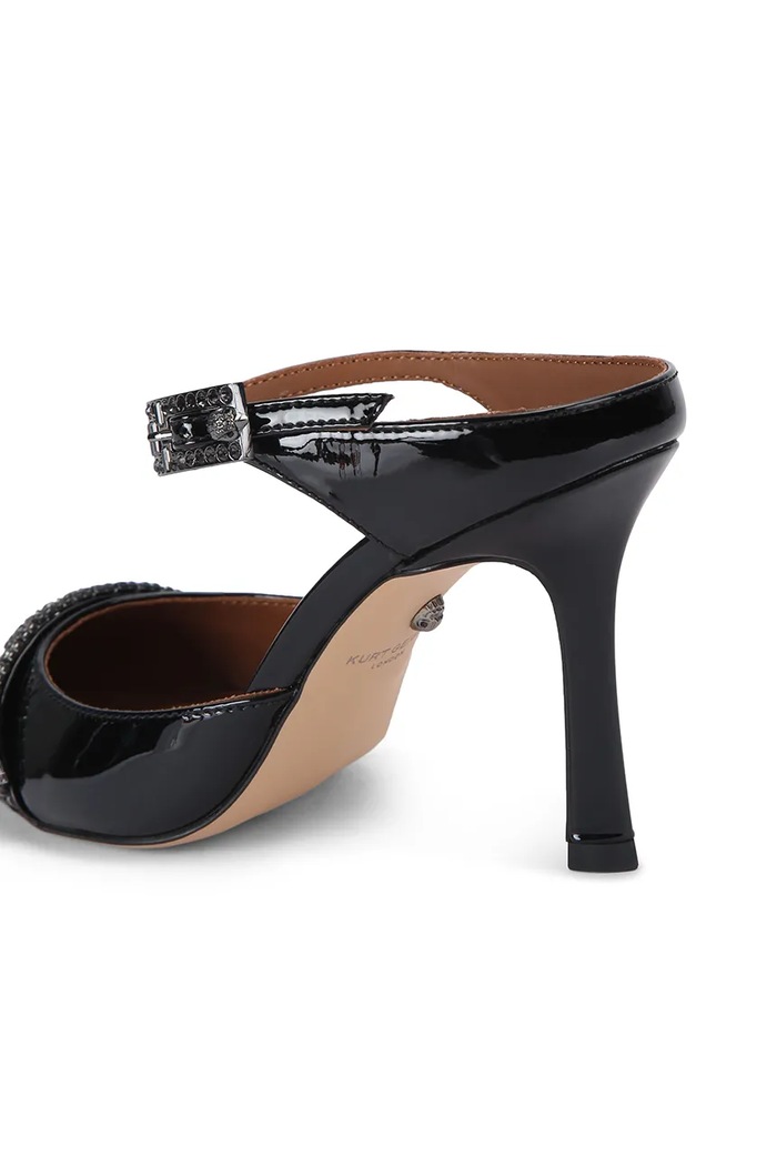 Kurt Geiger London szpilki skórzane Strass Point Mule czarny 5394000309