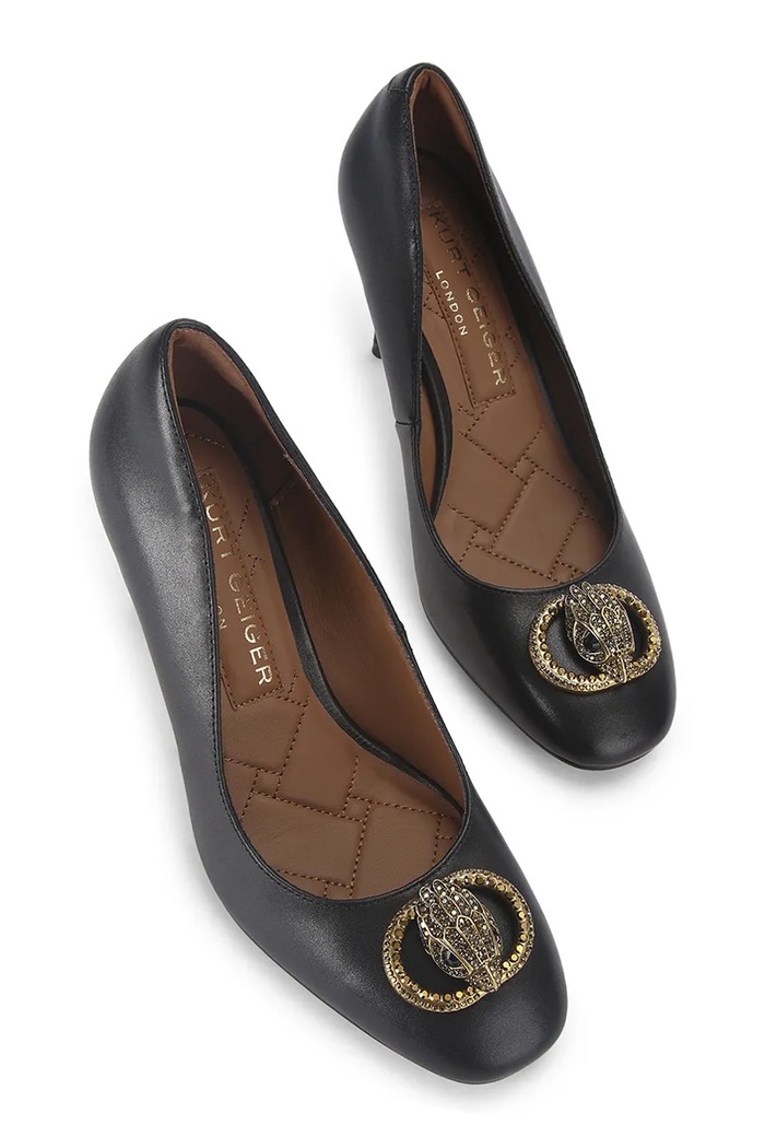 Kurt Geiger London bőr tűsarkú Chelsea Round Toe Court 5386100109 fekete SS26