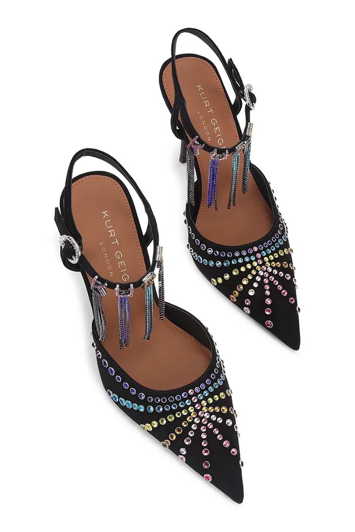 Kurt Geiger London tocuri din piele întoarsă Kurt Crystal Point 5382905209 negru SS26