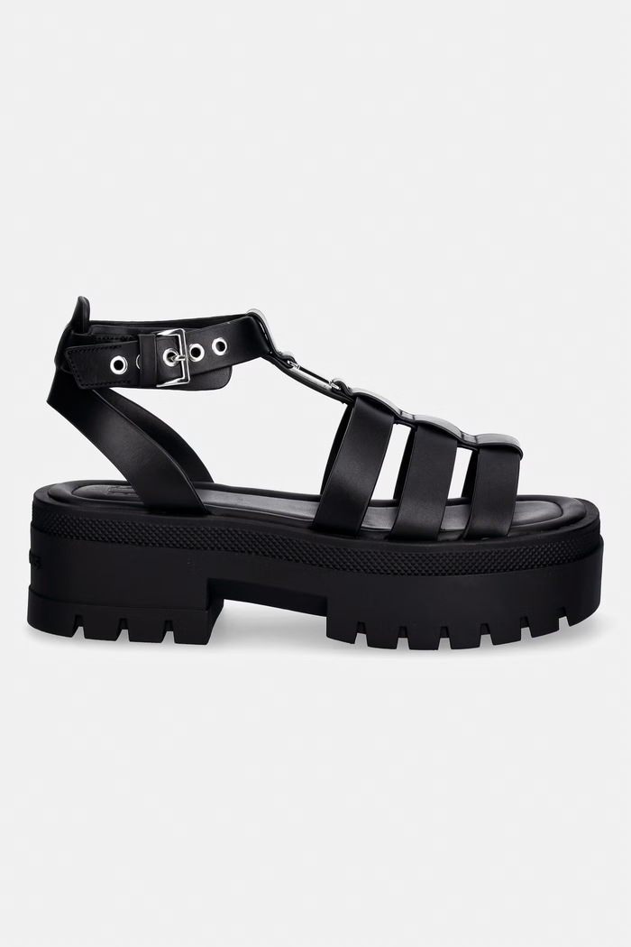 Tommy Jeans sandale pentru femei, din piele TJW FISHERMAN LEATHER MAX SANDAL EN0EN02943 negru SS26