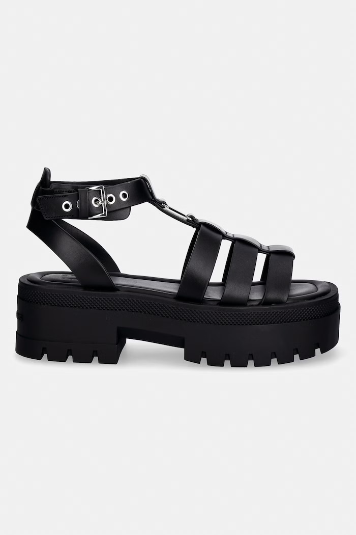 Tommy Jeans sandale pentru femei, din piele TJW FISHERMAN LEATHER MAX SANDAL EN0EN02943 negru SS26
