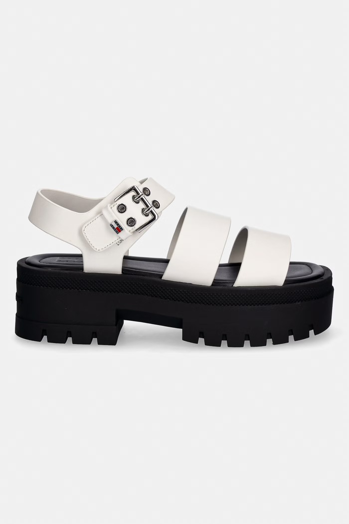 Tommy Jeans dámske kožené sandále TJW STRAPS LEATHER MAX SANDAL EN0EN02944 biela SS26
