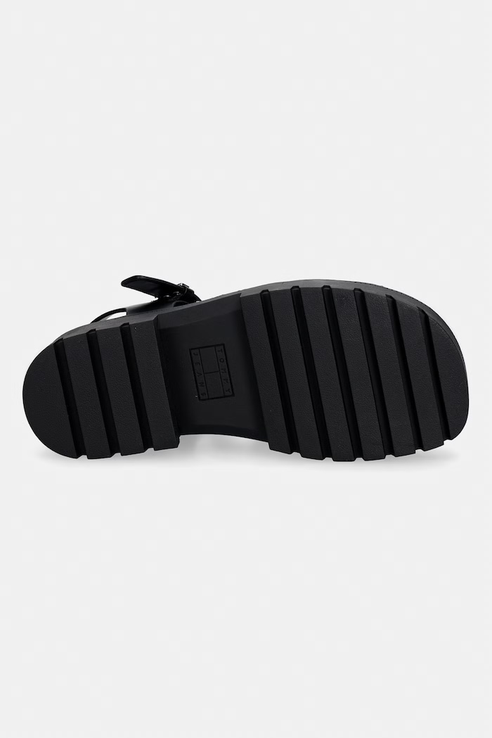Tommy Jeans dámske kožené sandále TJW STRAPS LEATHER MAX SANDAL EN0EN02944 čierna