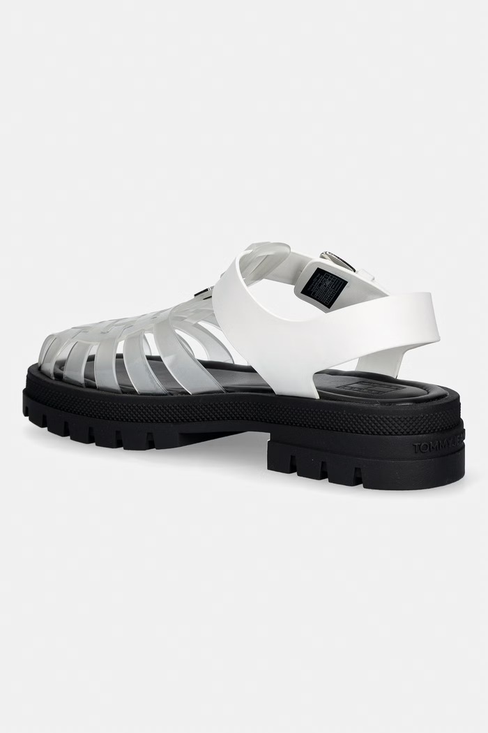 Obuwie Tommy Jeans sandały z odkrytą piętą damskie TJW JELLY FISHERMAN SANDAL EN0EN02949 biały