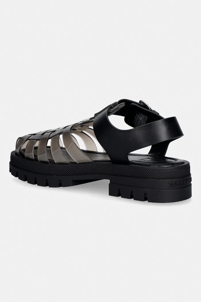 Obuwie Tommy Jeans sandały z odkrytą piętą damskie TJW JELLY FISHERMAN SANDAL EN0EN02949 czarny