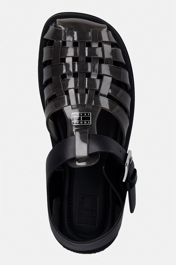 Tommy Jeans sandały z odkrytą piętą damskie TJW JELLY FISHERMAN SANDAL czarny EN0EN02949