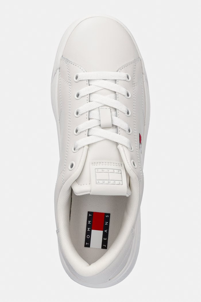Tommy Jeans TJW SCRIPT CUPSOLE sneakers pentru femei, din piele alb EN0EN02960