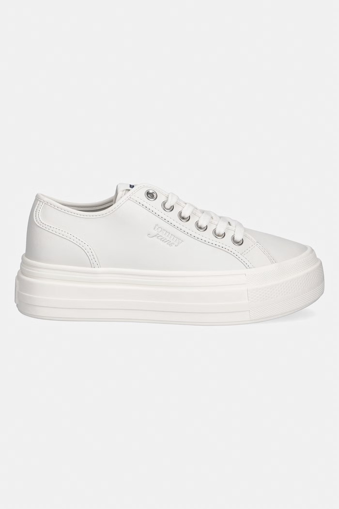 Tommy Jeans TJW FLATFORM SNEAKER LTR tenisówki damskie skórzane EN0EN02964 biały SS26