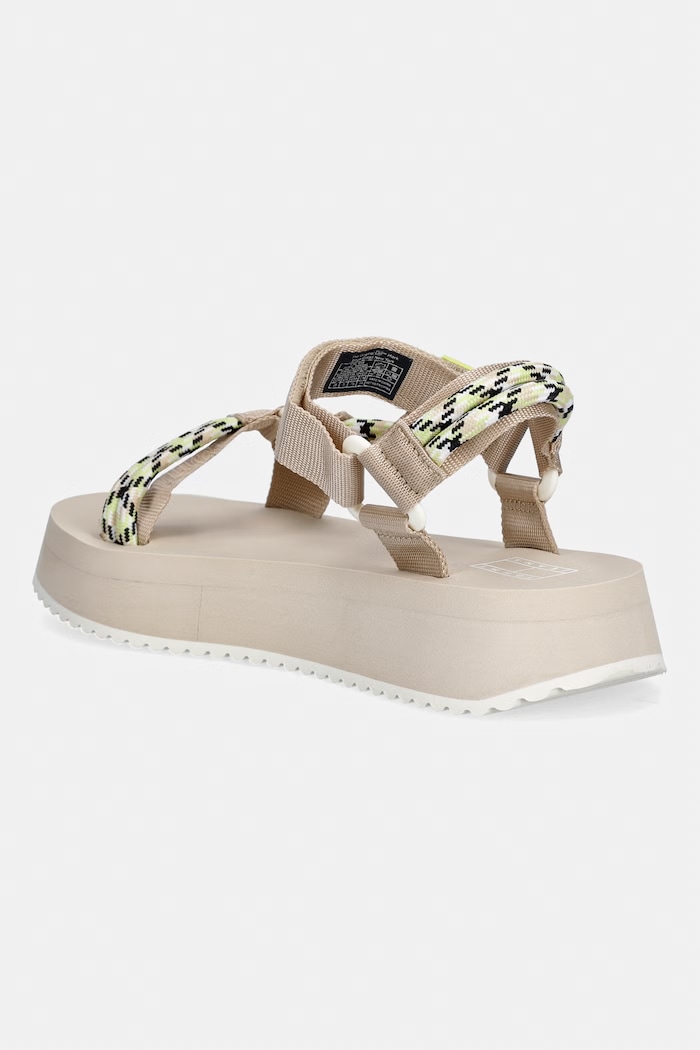 Obuwie Tommy Jeans sandały na platformie damskie TJW EVA ROPE SANDAL EN0EN02970 beżowy