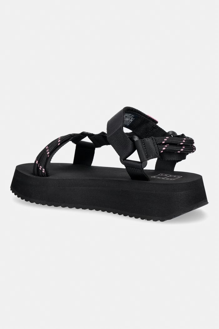 Obuwie Tommy Jeans sandały na platformie damskie TJW EVA ROPE SANDAL EN0EN02970 czarny