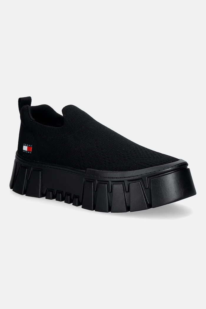 Tommy Jeans TJW CHUNKY KNIT SNEAKER sneakersy damskie czarny EN0EN03014