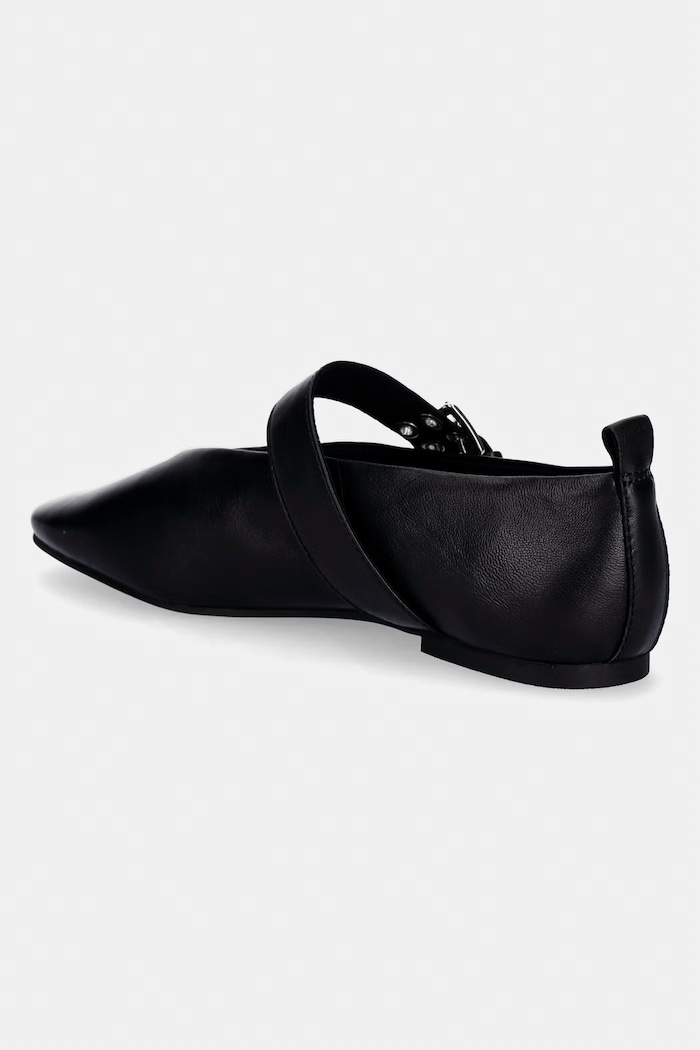 Obuwie Tommy Jeans baleriny skórzane TJW BALLERINA BUCKLE EN0EN03019 czarny