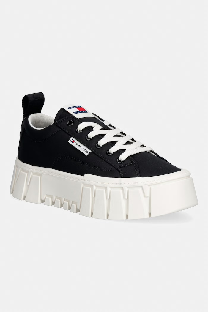 Dámske tenisky Tommy Jeans TJW FLATFORM CHUNKY SNEAKER čierna EN0EN03036