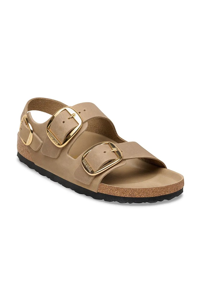 Birkenstock sandały na płaskim obcasie damskie skórzane 1031782 beżowy SS26