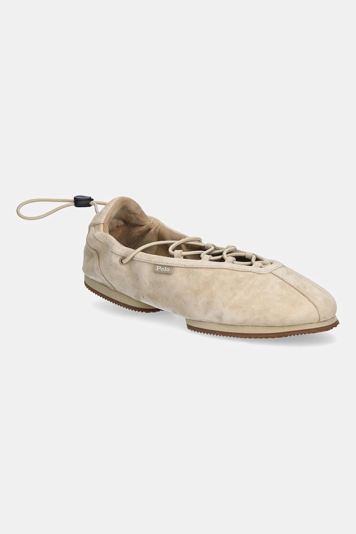 Μπαλαρίνες σουέτ Polo Ralph Lauren Ballerina Lace Up μπεζ 804P04927001.260
